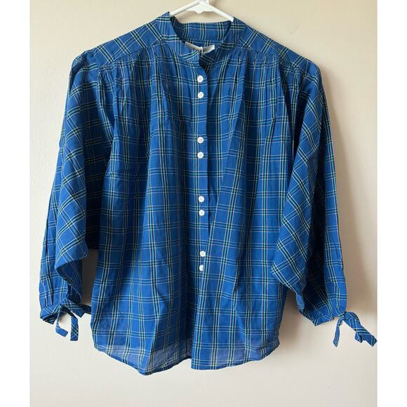 NWT DOEN O'Keeffe Top in Park Lane Plaid XS - Picture 3 of 13